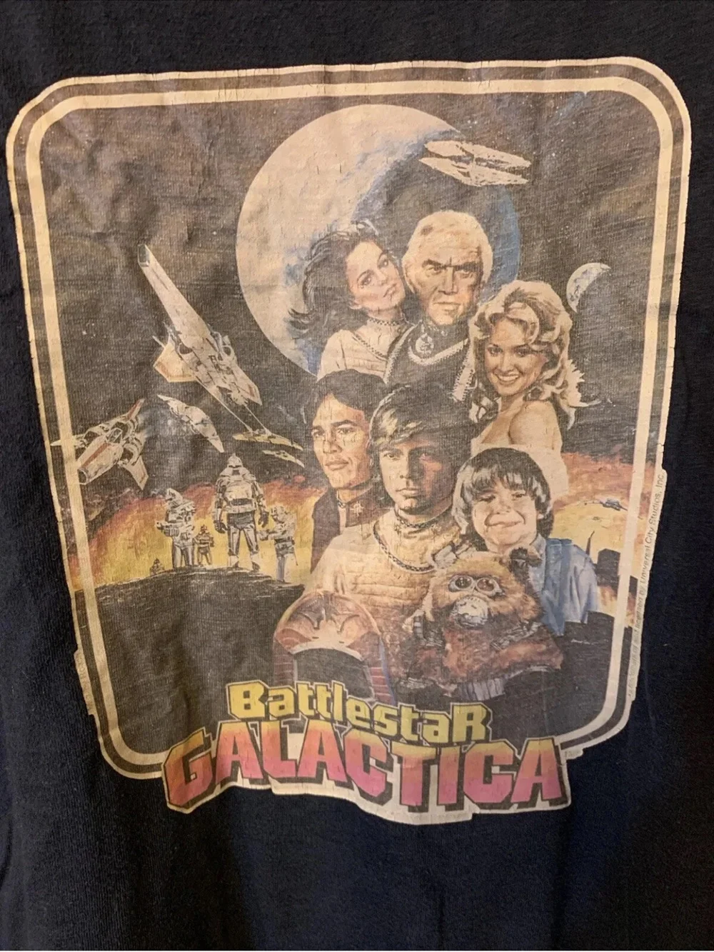 Rare Vintage 1978 Battlestar Galactica T Shirt Sz XL Science Fiction Space